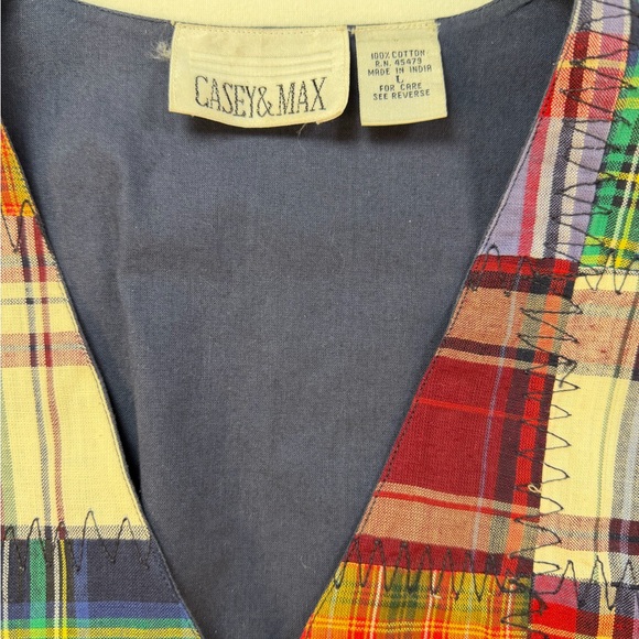 Vintage 90’s Casey & Max Patchwork Vest Large - Picture 3 of 7